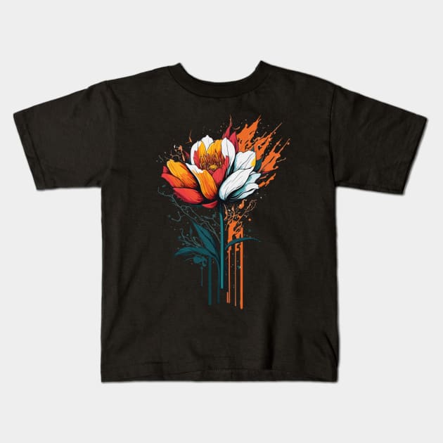African Tulip Flower Design Kids T-Shirt by PasifikTee